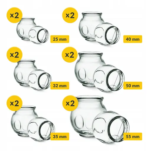 Вакуумні масажні банки 4FIZJO для тіла (китайські/атницелюлітні банки) 12 шт скляні (P-5905973402231) - фото 5