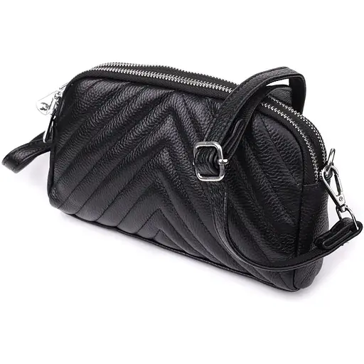 Сумка Vintage прошита треугольниками из натуральной кожи 22х13х6.5 см sum0027518 - фото 1