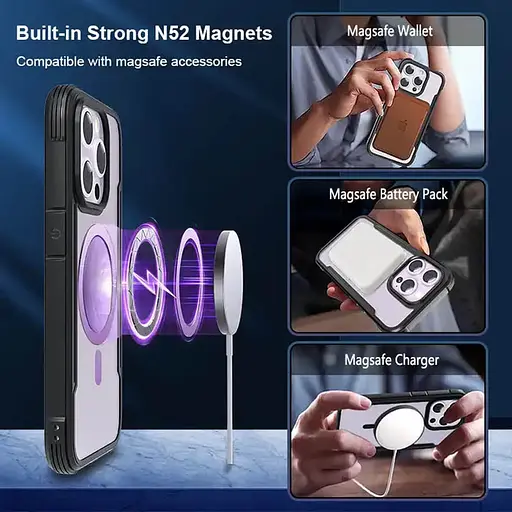 Чохол Epik TPU+PC Defense Clear with MagSafe для Apple iPhone 15 Pro 6.1 Чорний - фото 4