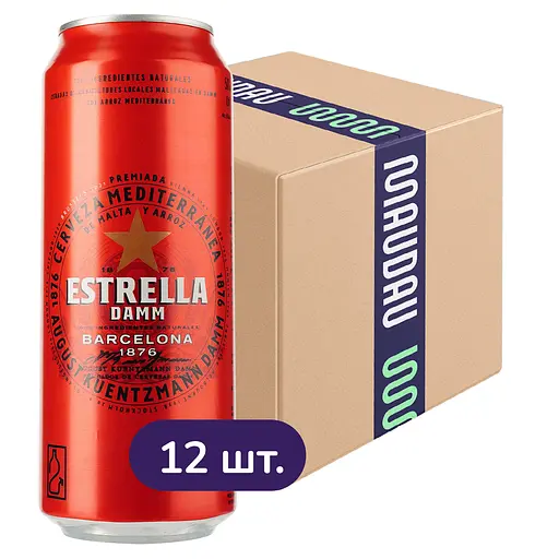 Пиво Estrella Damm Barcelona светлое 4,6% ж/б 6 л (12 шт. х 0,5 л)