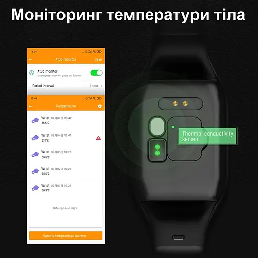 GPS браслет для детей и пожилых людей с SOS, голосовой связью, датчиками температуры и давления Nectronix Y14 (101183) - фото 5