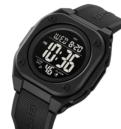 Годинник чоловічий наручний спортивний Skmei 2160 (Чорний з чорним циферблатом) - фото 2