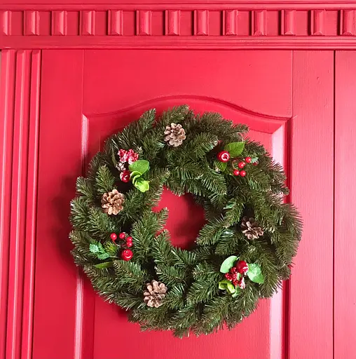 Рождественский венок Hvoya Elegant из искусственной хвои с зеленым декором 50 см - фото 6