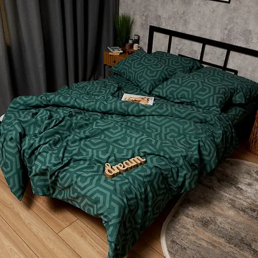 Комплект постільної білизни Moon&Star Бязь Gold Люкс Emerald Maze Сімейні 143х210х2 наволочки 4х70х70 - фото 5