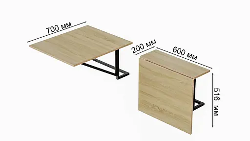 Стіл розкладний Олександр 4 Ferrum-decor 750x600x700 Чорний метал ДСП Дуб Сонома 16 мм (FRD-104895) - фото 5