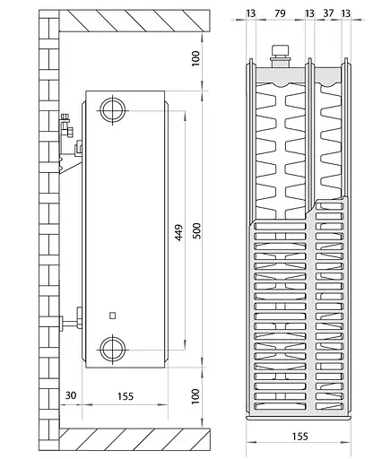 Радіатор сталевий Koer 33х500х1500.S бокове підключення RAD127 - фото 2
