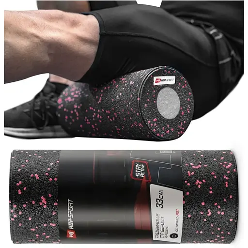 Роллер массажер (валик, ролик) Hop-Sport 3 в 1 EPP 33см HS-P033DYG черно-красный - фото 5