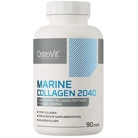 Морський колаген OstroVit Marine Collagen 2040 mg, 90 капсул для здоров'я шкіри, волосся, нігтів та суглобів