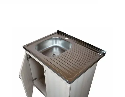 Тумба в комплекті з нержавіючою мийкою для кухні ЛДСП 80х60х83 см Дуб Молочний (52868-01164) - фото 6