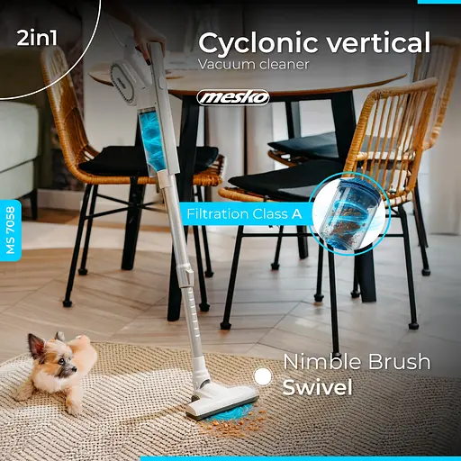 Пылесос Mesko MS 7058 контейнерный/ 400Вт/ 0.5л/ циклон/ белый - фото 13