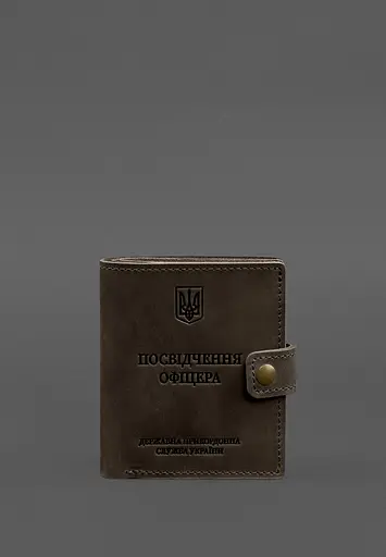 Кожаная обложка-портмоне для удостоверения офицера ГНСУ 11.2 темно-коричневая Crazy Horse - фото 2