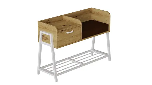 Банкетка із тумбочкою Ferrum-decor Бланка 540x1000x320 метал Білий ДСП Дуб Артізан 16 мм (FRD-103036) - фото 2