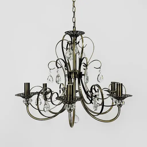 Бронзова люстра-підсвічник на 6 ламп у корпусі Ø 60 см | Арт. 6349/6 | Line F - фото 3