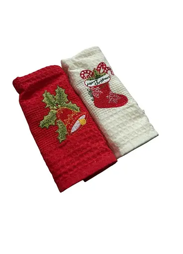 Набір 2 вафельних рушників Nilteks кухонні 40х60 см Happy New Year різнобарвний TC303376113 - фото 2