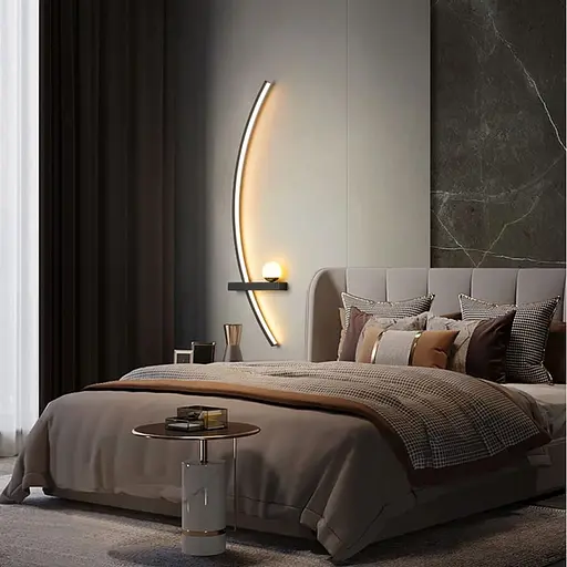 Черное дуговое бра с белым плафоном в левом корпусе 80 см Line F Арт. WJ113/800 L BK (лівий) - фото 7