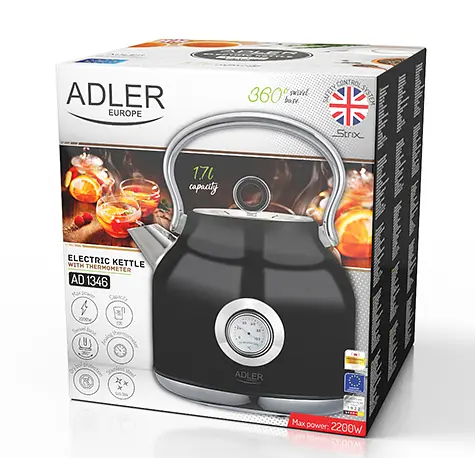 Чайник электрический с термометром Adler AD 1346 Black - фото 5