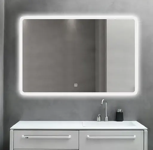 Дзеркало Dusel DE-M3011 70x90 см Сенсорне включення + підігрів + годинник / темп, Білий - фото 1