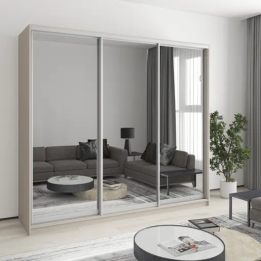 Шафа-купе тридверна MebelStar Комбо AL 3 Дзеркала 230x60x210 см Кашемір (MBS-3411)