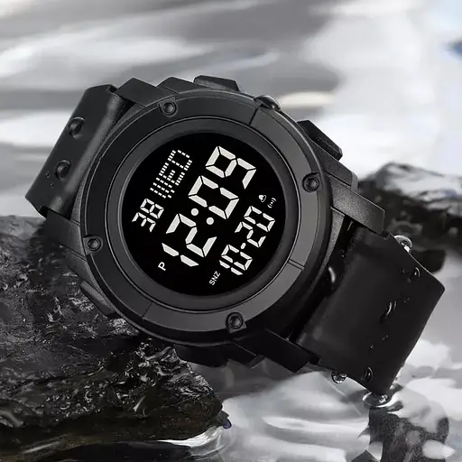 Мужские спортивные наручные часы Skmei 1853 (Черные с черным циферблатом) - фото 4