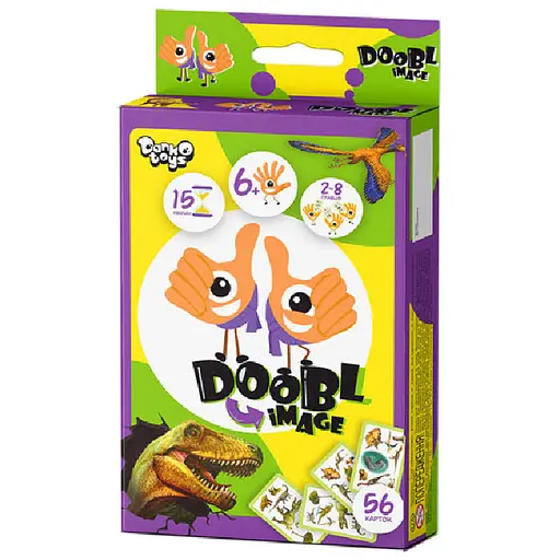 Настільна карткова гра "Doobl Image" Danko Toys DBI-02 міні, укр Dino - фото 1