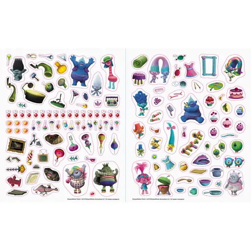 Мир наклеек Тролли Красочная книга Ранок 1026002 больше 100 наклеек - фото 2