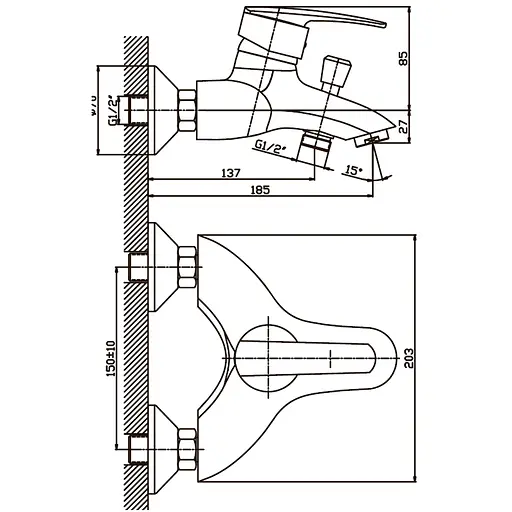Смеситель для ванны Haiba Agat 009 HB0007 Хром - фото 2