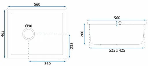Кухонная мойка гранитная Rea Nels black ZLE-00109, Черный - фото 6