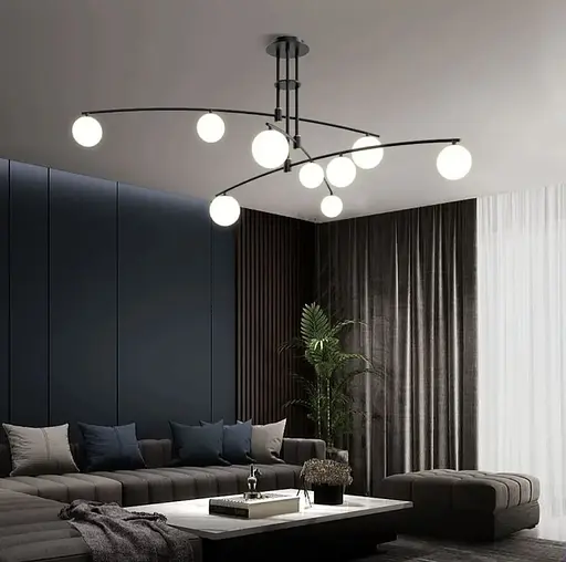 Люстра підвісна в чорному каркасі Aure - сучасна, Арт. SGJ 8 9 BK Line F - фото 1