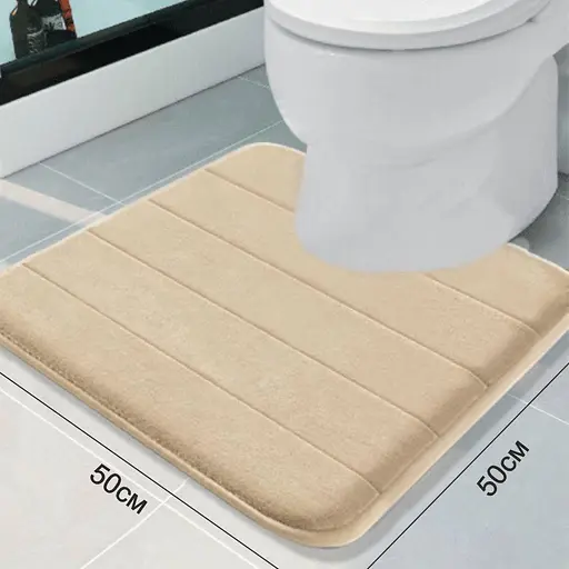 Современный коврик для ванной Aquarius с эффектом памяти U-образный контурный 50 х 50 см. Бежевый в полоску - фото 2