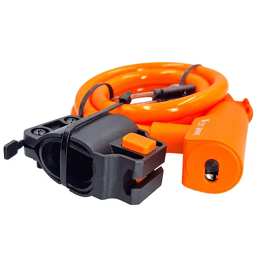 Велосипедний замок West Biking YP0705100 12 x 1150 мм тросовий під ключ жовтогарячий (G0001856) - фото 2