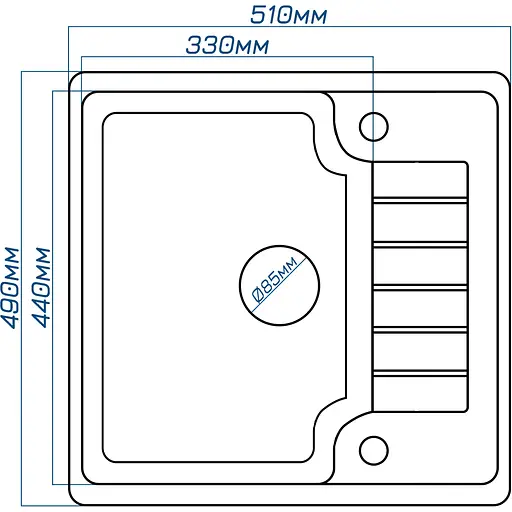 Кухонная мойка Romzha Klasicky 51 Gri (802) - фото 2