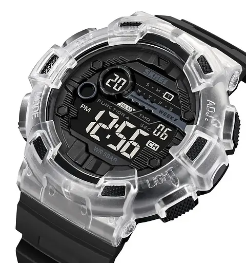 Годинник чоловічий спортивний наручний Skmei 2110 (Чорний з білим) - фото 2