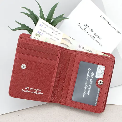Гаманець жіночий шкіряний маленький De Esse LC89011-F9905 червоний - фото 2