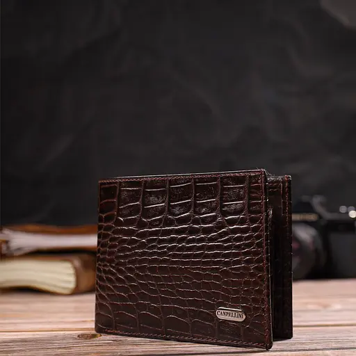 Мужской кожаный кошелек Canpellini 12х9.7х1 см acs0025693 - фото 6
