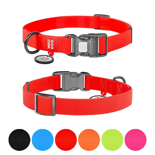Ошейник для собак водостойкий Waudog Waterproof с QR-паспортом пластиковая пряжка-фастекс Ш 25 мм Д 34-49 см красный - фото 2