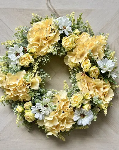 Цветочный декоративный венок на двери Hvoya Летнее желтое утро 50 см - фото 6