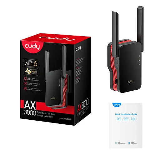 WiFi 6 Mesh ретранслятор Cudy RE3000 Black гігабітний AX3000 (73-00554) - фото 5