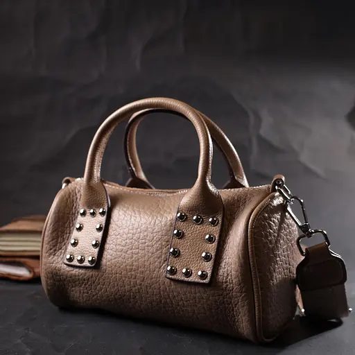 Сумка женская Vintage с металлическими акцентами на ручках из натуральной кожи 22.5х12.5х9.5 см sum0029064 - фото 9