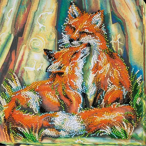 Набір-міді для вишивання бісером "Лисички" AMB-016 на натуральному полотні - фото 6