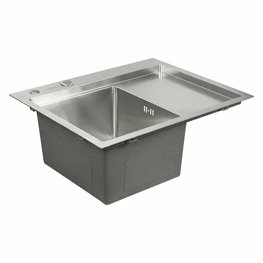 Кухонна мийка Platinum Handmade 580x480x220 L нержавійка (товщина 3,0/1,5 мм корзина та дозатор в комплекті), R, Нержавіюча сталь - фото 9