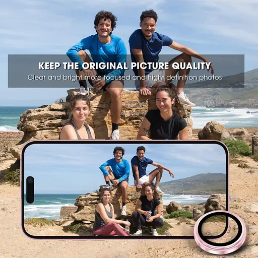 Защитное стекло Epik Metal Classic на камеру в упаковке для Apple iPhone 15, 6.1/15 Plus 6.7 Розовый/Pink - фото 8