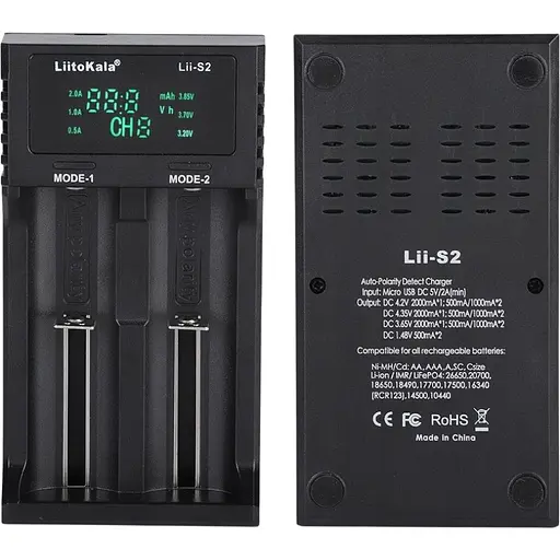 Зарядний пристрій LiitoKala Lii-S2 для акумуляторів Li-Ion/LiFePO4/Ni-Mh Black - фото 4