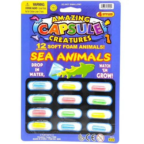 Зростаючі фігурки у капсулі PS-12/3 Морські мешканці, 12 капсул на планшетці - фото 1