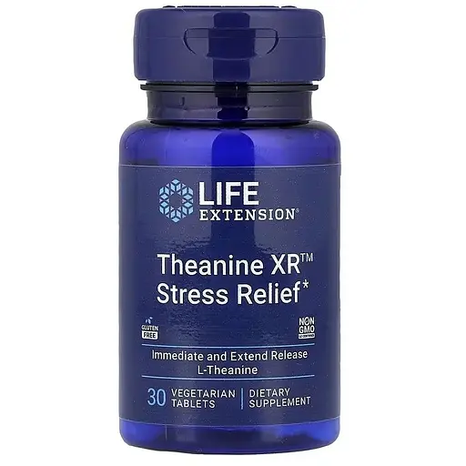 Теанін Life Extension Theanine XR Stress Relief 30 вегетаріанських таблеток