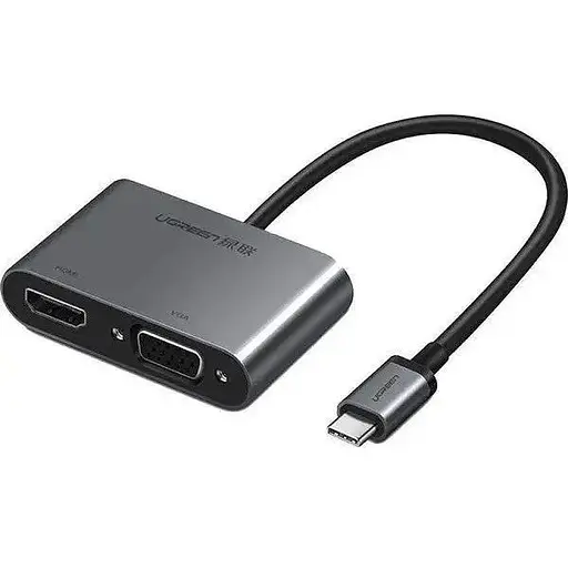 Хаб Usb Ugreen CM162, черный, Type-C 3.1 - 1xType-C (100 Вт) / 1xUsb 3.0 / HDMI 4K / VGA, кабель 25 см (50505) - фото 1