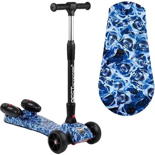 Дитячий самокат з музикою Best Scooter 63х16х31 см Чорно-синій 000254929