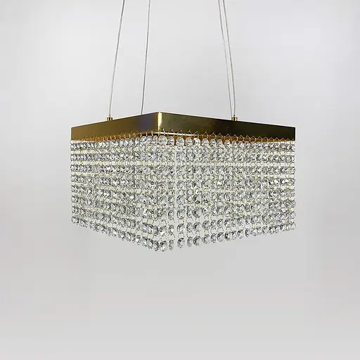 Невероятная хрустальная квадратная люстра с золотой обводкой h25 Line.F Диаметр 40см - фото 2