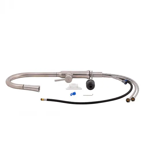 Змішувач для кухні Qtap Baruska 9137103UN з висувним виливом \ - фото 4