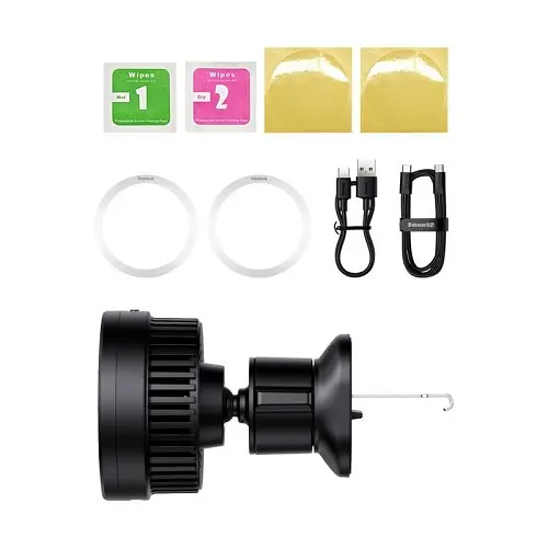 Бездротовий Автомобільний зарядний пристрій Baseus MagPro Series Magnetic Wireless Charg Car Air Vent 15W чорний C40164100121-00 - фото 7