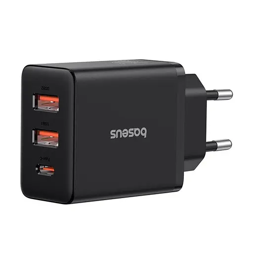 Адаптер сетевой Baseus Cube Fast Charger 2USB/1Type-C, 30W/3A, PD/QC| - фото 1